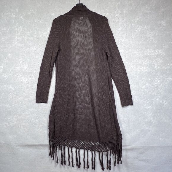 Ariat Sweater Womens SZ Medium Brown Fringe Cardigan Modern Fit Knit Long Sleeve - Picture 8 of 11